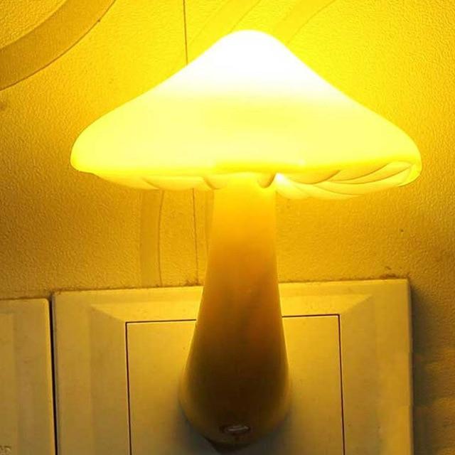 2018 New Fashion Mushroom Night light LED Yellow Sensor Night Light Socket Bedside Table Lighting Control Decoration Light